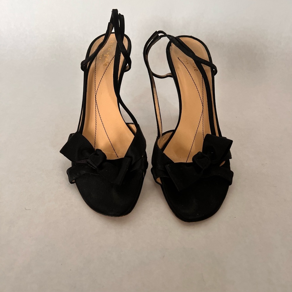 Kate Spade Strappy Black Satin Heels Women’s Size 6.5